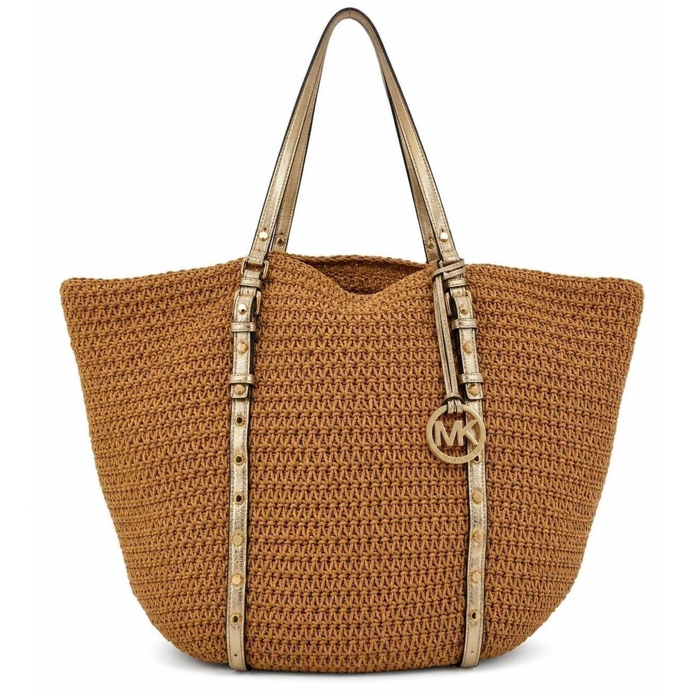Michael Kors Large Studded Straw Shopper Tote | Style 30S4GSWT3W | Raffia Beach